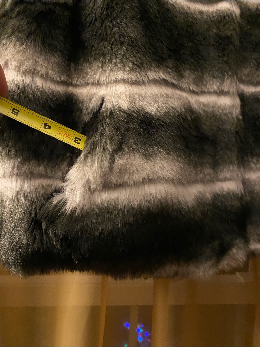 Tahari Black and Gray Striped Faux Fur Vest - Picture 4 of 5